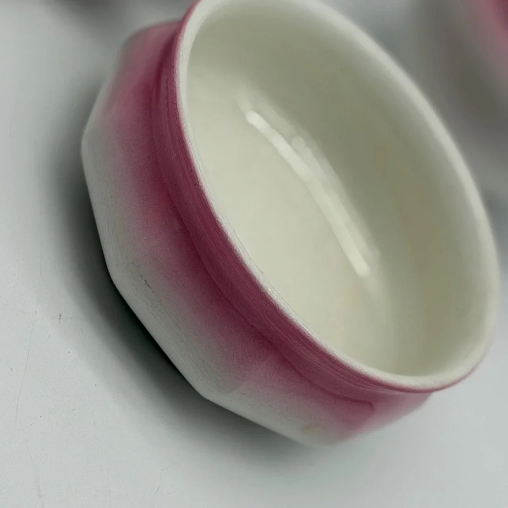 Antique E.P.P. Co Vashti Pink Ombre Ironstone Set Cup Bowl Tray 3pc Victorian